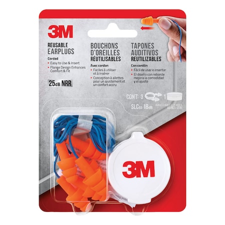 3M Tekk Protection 3M 25 dB Polyurethane Foam Earplugs Blue/Orange 3 pair 90716H3-DC